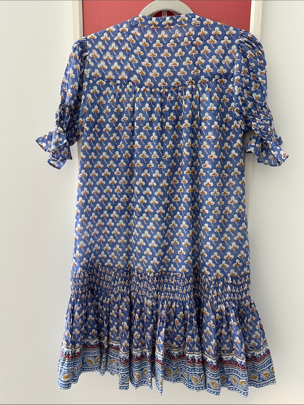 Oliphant Blue Floral Tie-Neck Blouse - size small - Picture 4 of 5